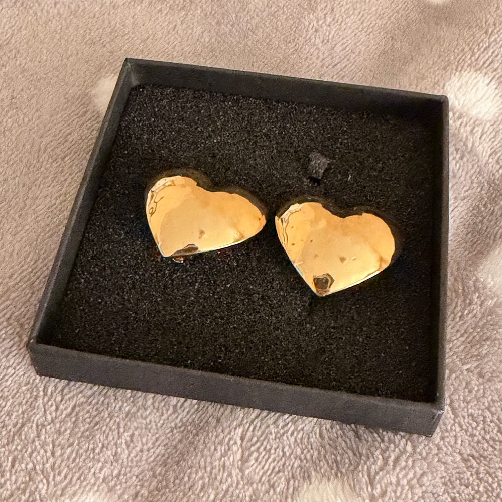 YSL Vintage Heart Clip-On Earrings (Hammered style)